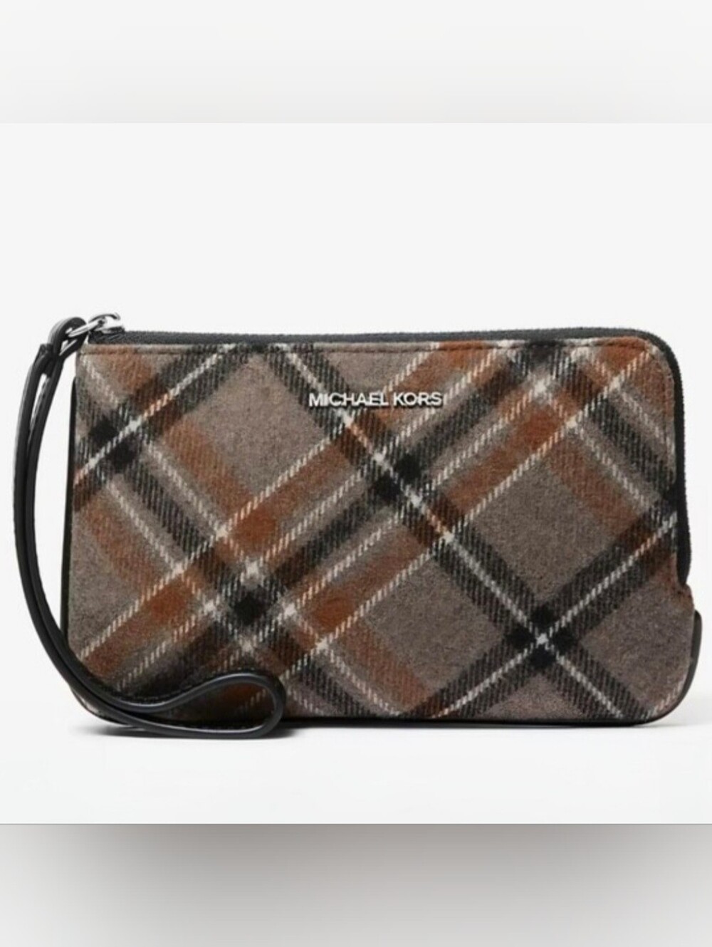 Michael Kors Jet Set Travel Plaid Print Wool Wristlet